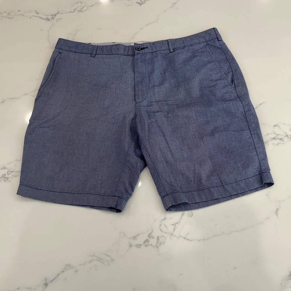 Jos. A. Bank 1905 Chambray Shorts 38 Blue Cotton Flat Front Casual Summer Chino